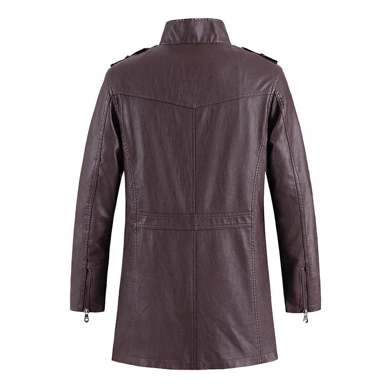 Marelli — Premium Leather Jacket with Tailored Fit and Zipper Pocket (Purple XS) - | Zavonix