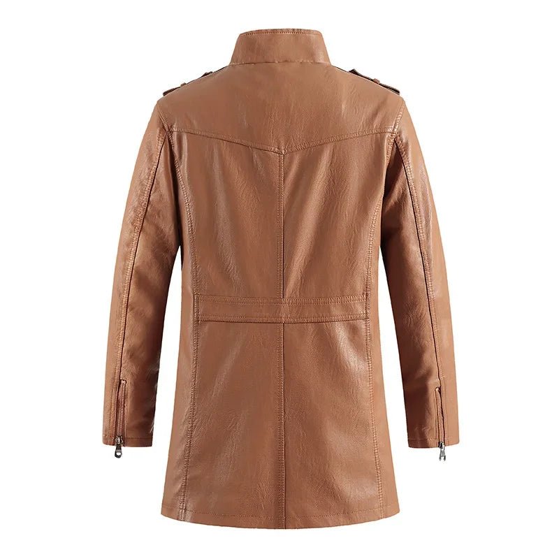 Marelli — Premium Leather Jacket with Tailored Fit and Zipper Pocket (Brown XS) - | Zavonix