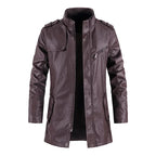 Marelli — Premium Leather Jacket with Tailored Fit and Zipper Pocket (Purple XS) - | Zavonix
