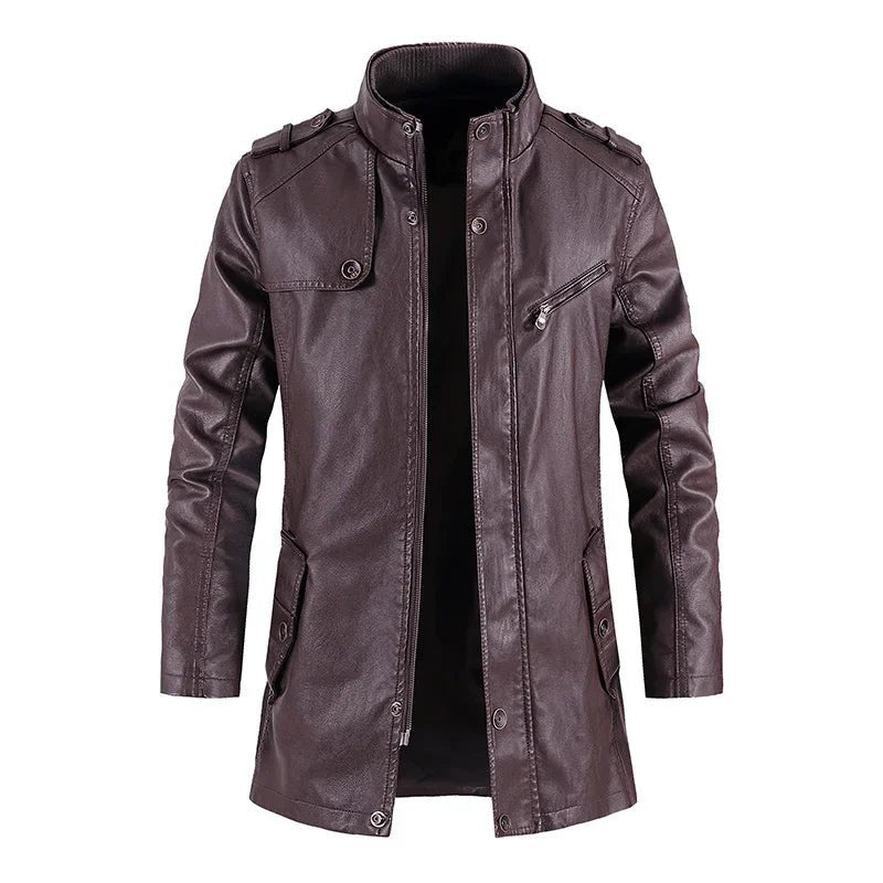 Marelli — Premium Leather Jacket with Tailored Fit and Zipper Pocket (Purple XS) - | Zavonix