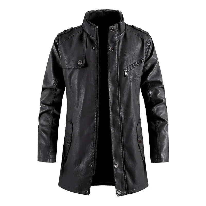 Marelli — Premium Leather Jacket with Tailored Fit and Zipper Pocket (Purple XS) - | Zavonix
