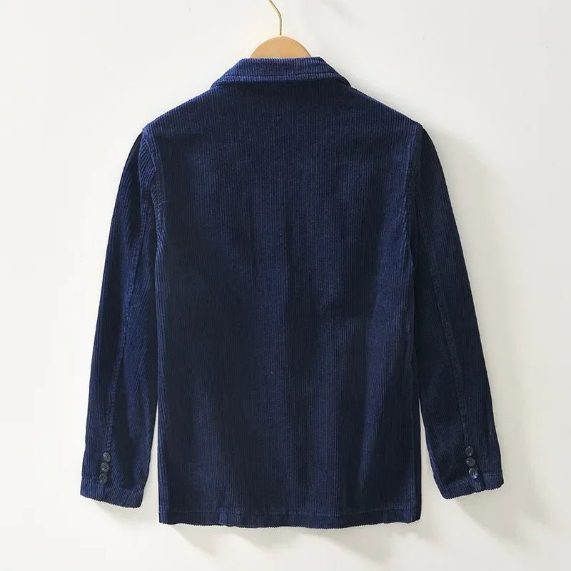 Marenox — Corduroy Blazer with Relaxed Fit and Oversized Pockets (Blue S) - | Zavonix