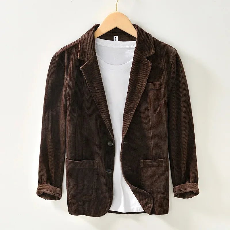 Marenox — Corduroy Blazer with Relaxed Fit and Oversized Pockets (Coffee S) - | Zavonix
