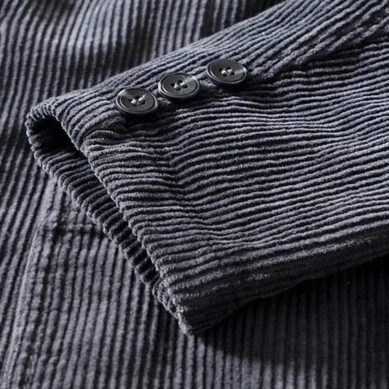 Marenox — Corduroy Blazer with Relaxed Fit and Oversized Pockets (Gray S) - | Zavonix