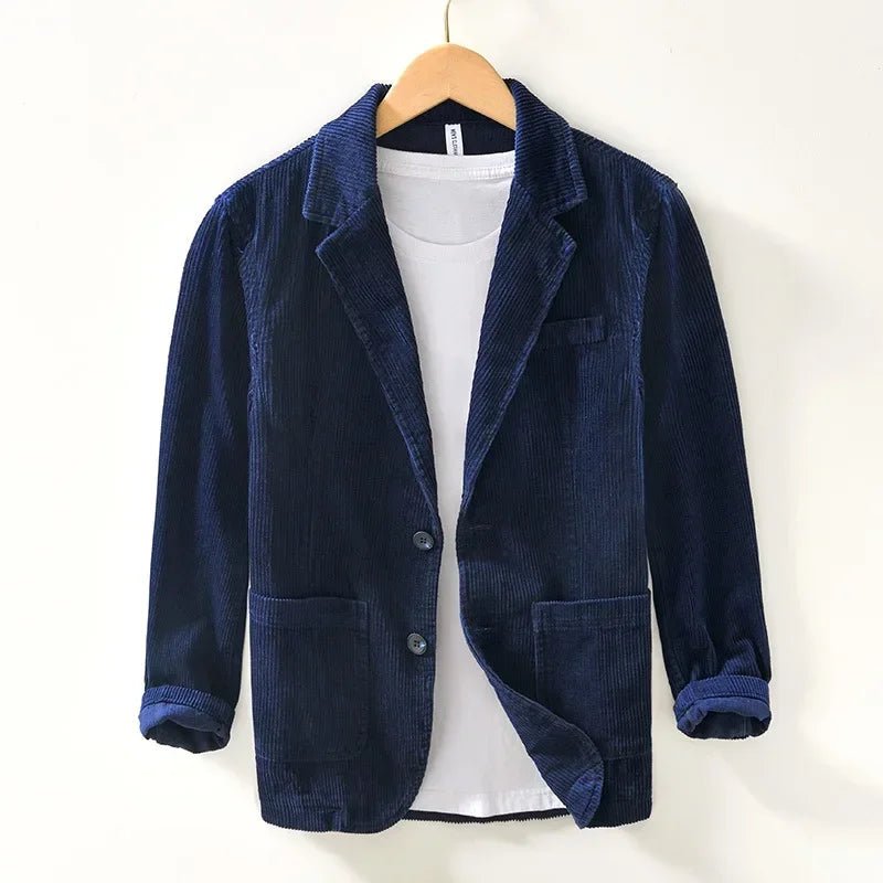 Marenox — Corduroy Blazer with Relaxed Fit and Oversized Pockets (Blue S) - | Zavonix