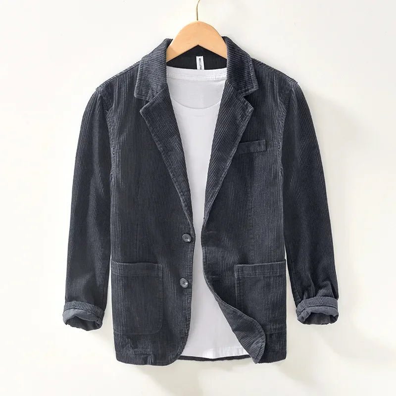 Marenox — Corduroy Blazer with Relaxed Fit and Oversized Pockets (Blue S) - | Zavonix