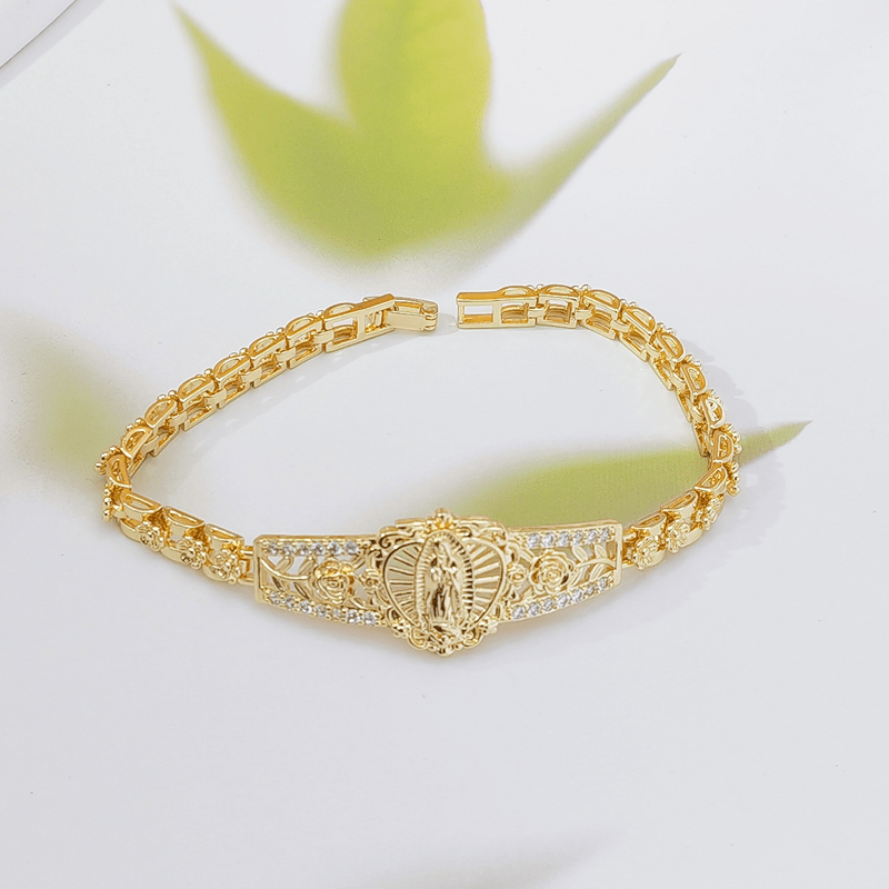 Marian Medallion Gold Copper Filigree Bracelet Product Image 01