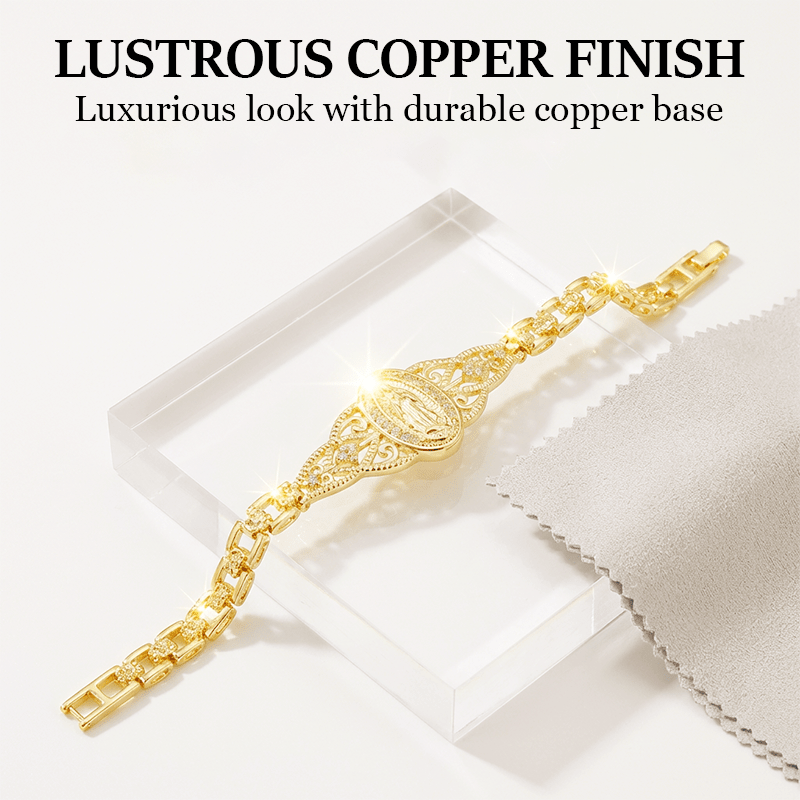Marian Medallion Gold Copper Filigree Bracelet Product Image 05
