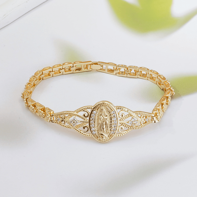 Marian Medallion Gold Copper Filigree Bracelet Product Image 10