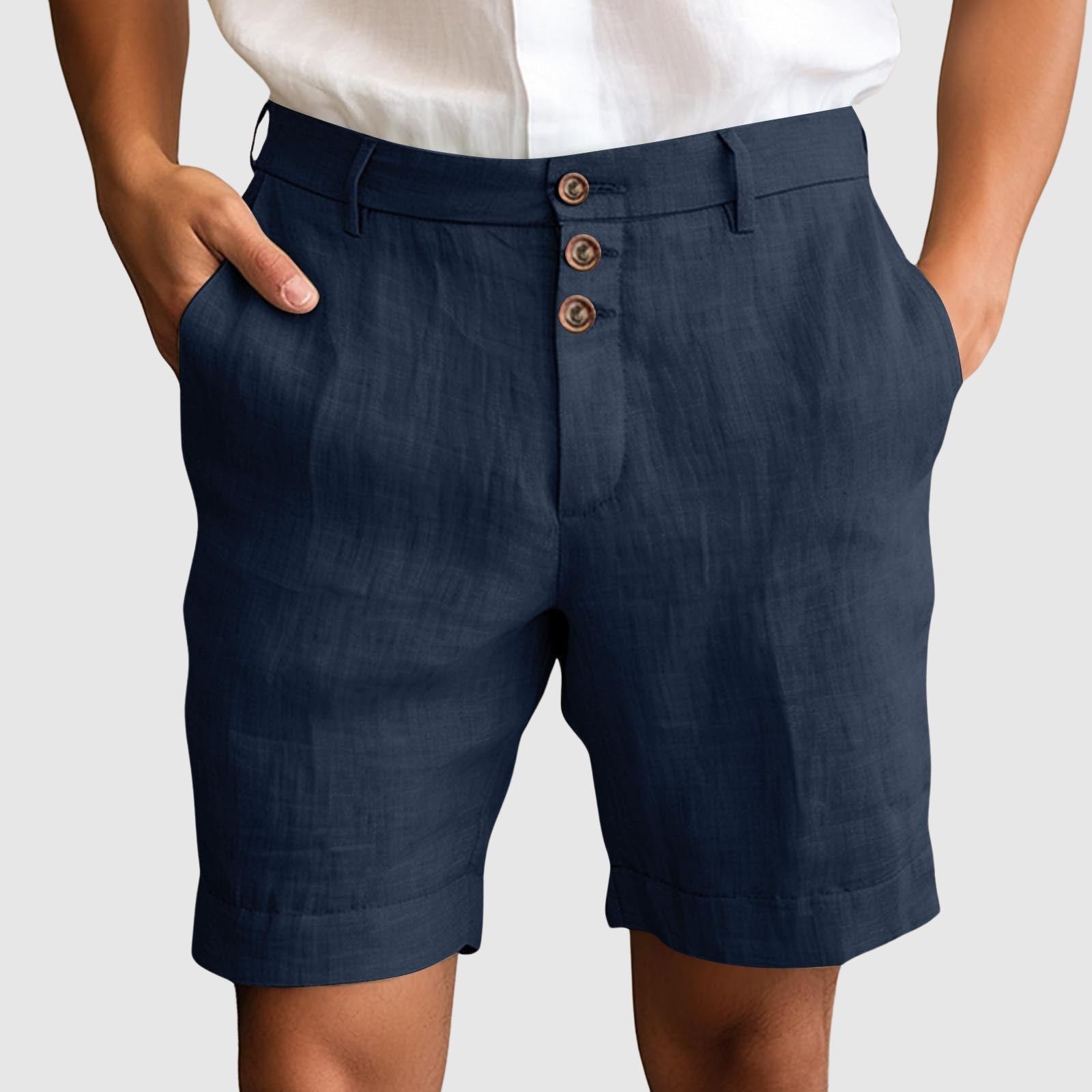 "Marina Twilight" Refined Shorts (Blue S) - Linen shorts | Zavonix