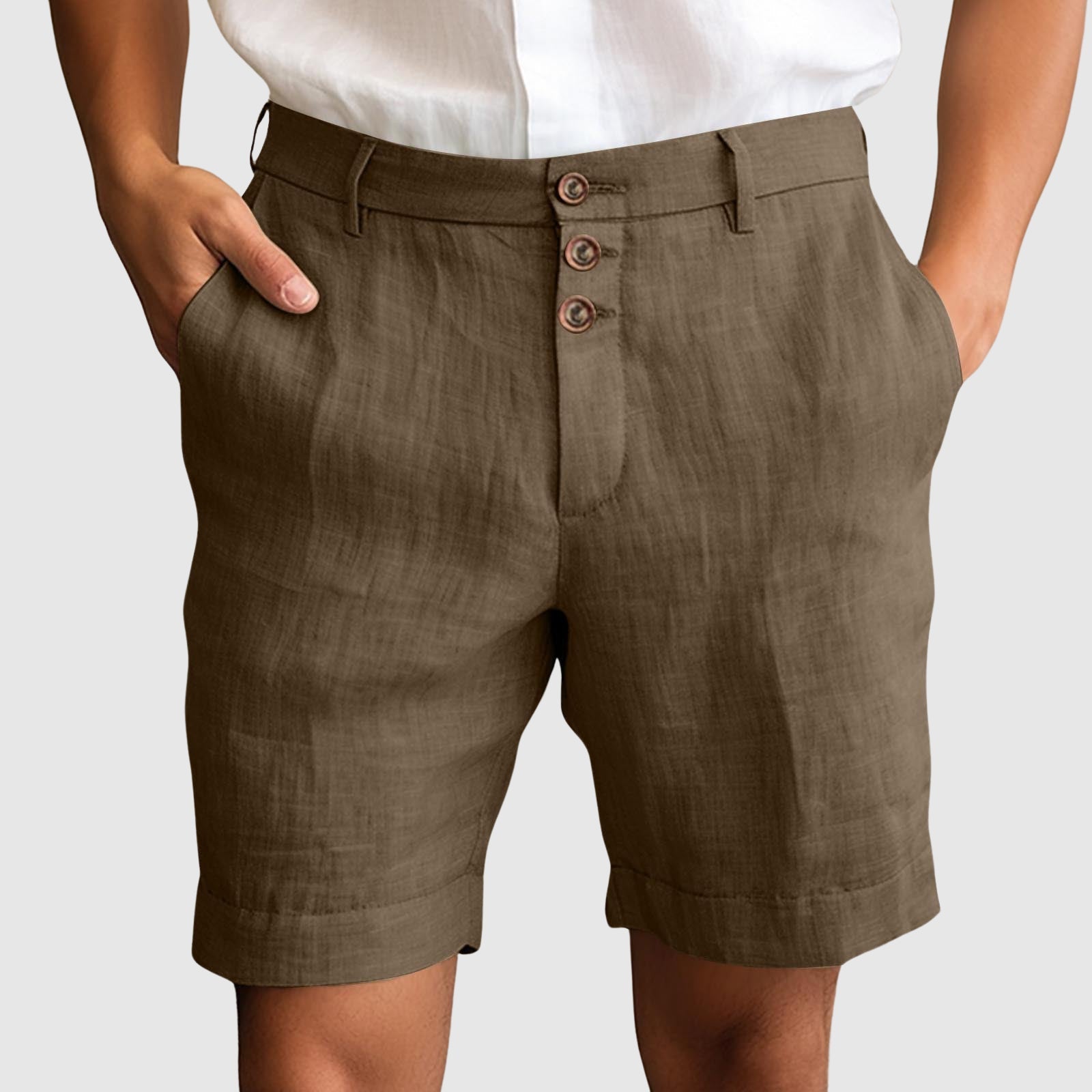 "Marina Twilight" Refined Shorts (Gray S) - Linen shorts | Zavonix