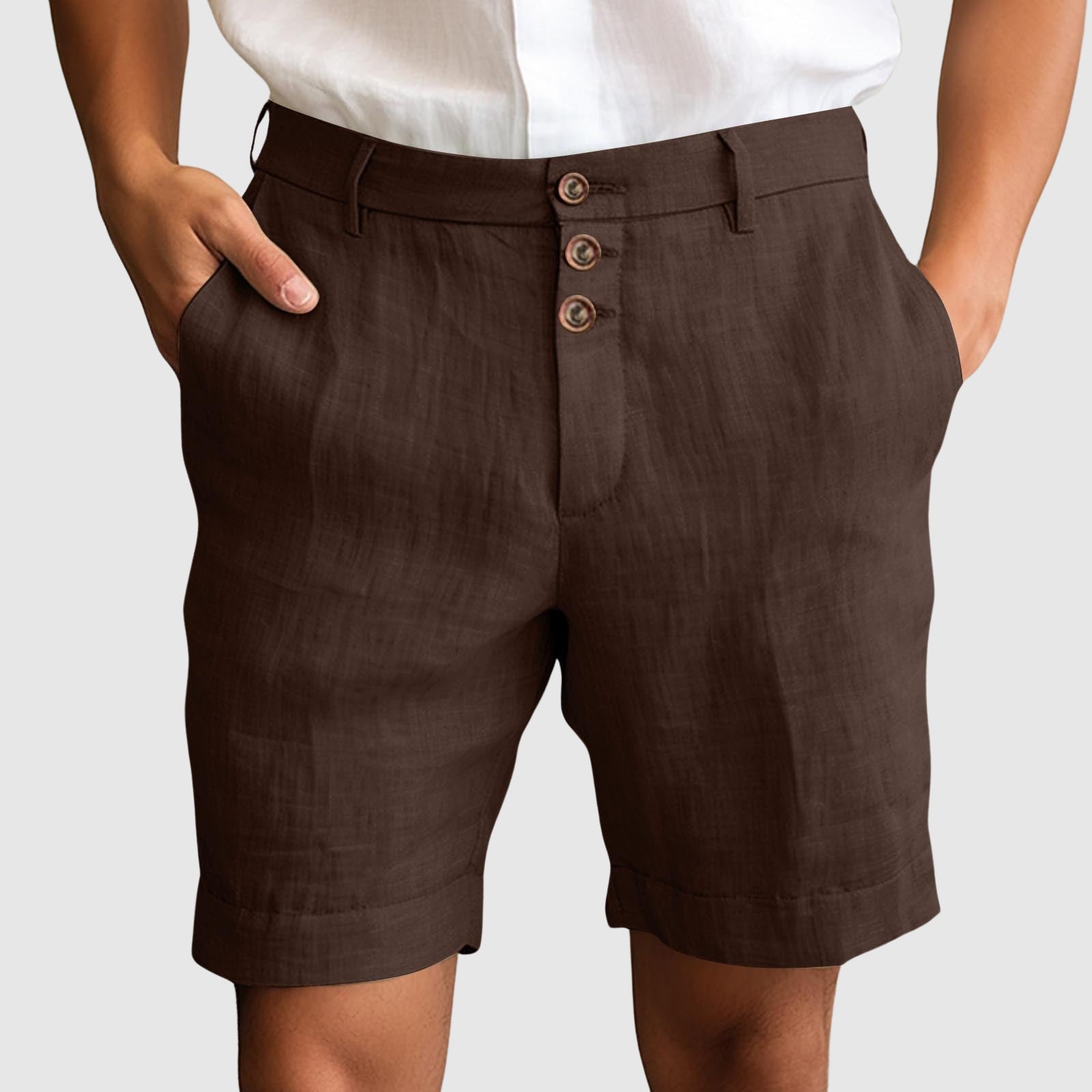 "Marina Twilight" Refined Shorts (Gray S) - Linen shorts | Zavonix