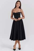 Marinelle™ Navy Midi Dress — Sculpted Fit, Breathable Comfort (XS Dove Grey) - | Zavonix