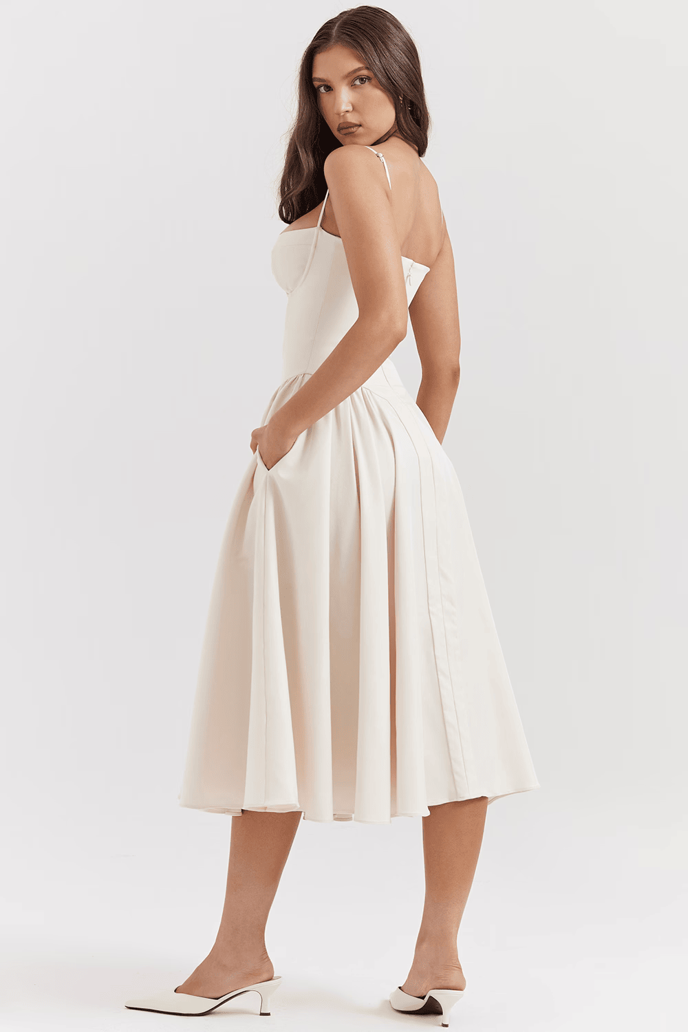 Marinelle™ Navy Midi Dress — Sculpted Fit, Breathable Comfort (XS Vintage) - | Zavonix