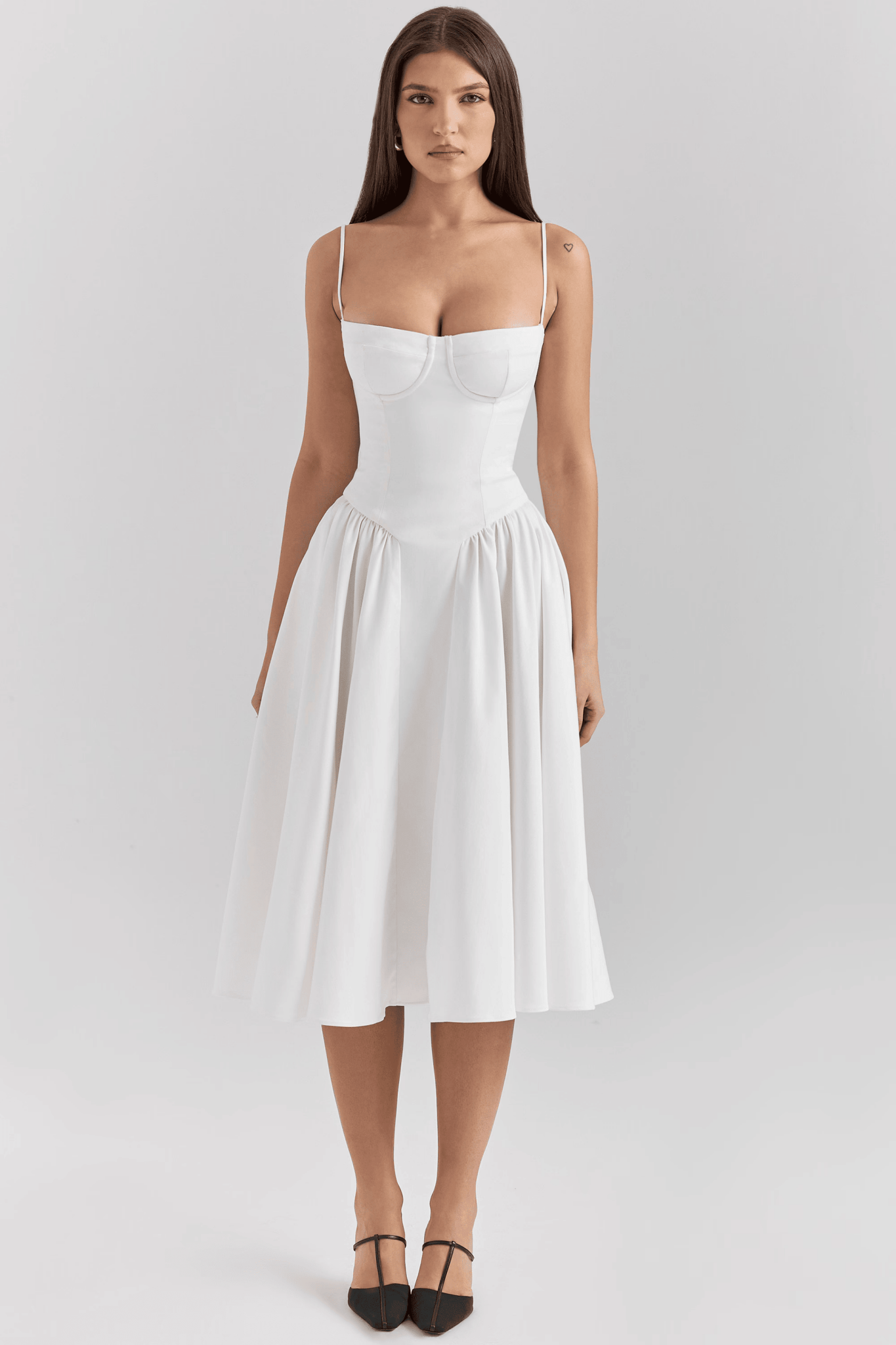 Marinelle™ Navy Midi Dress — Sculpted Fit, Breathable Comfort (XS Dove Grey) - | Zavonix