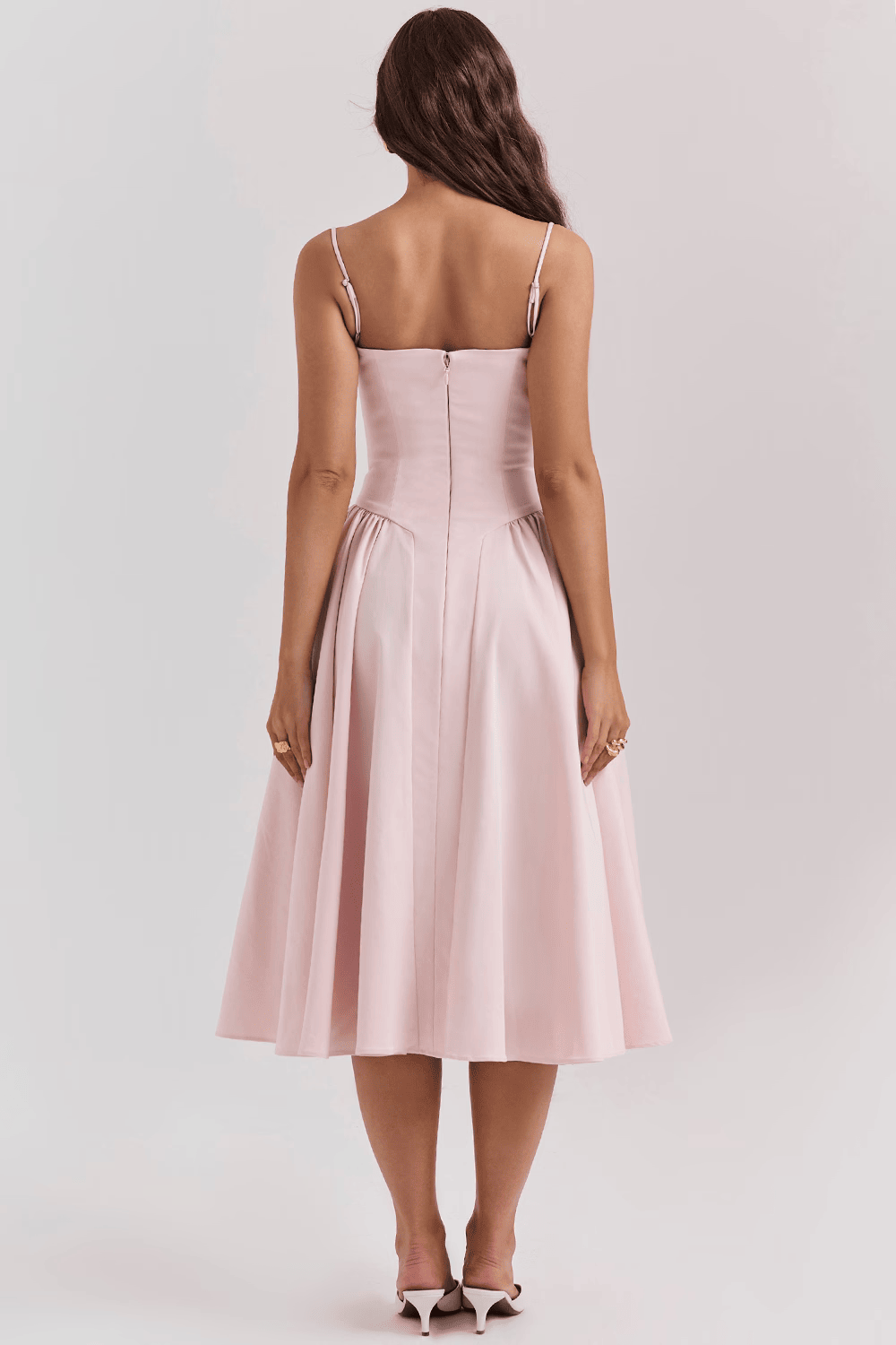 Marinelle™ Navy Midi Dress — Sculpted Fit, Breathable Comfort (XS Baby Pink) - | Zavonix