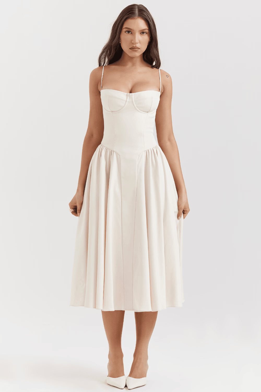Marinelle™ Navy Midi Dress — Sculpted Fit, Breathable Comfort (XS Vintage) - | Zavonix