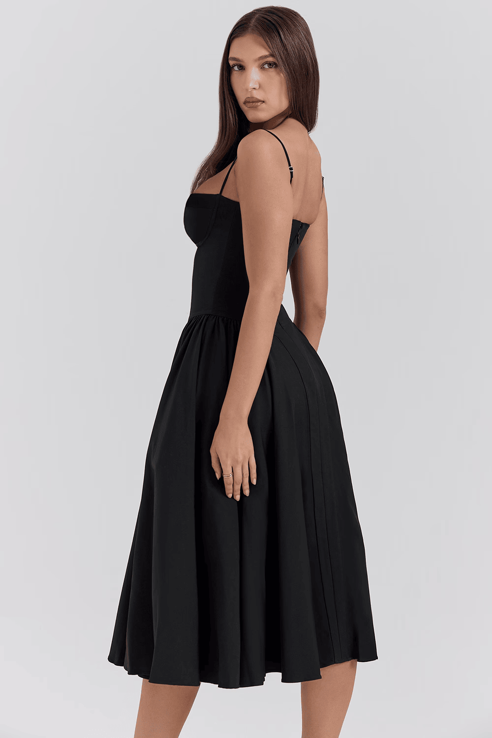 Marinelle™ Navy Midi Dress — Sculpted Fit, Breathable Comfort - Zavonix