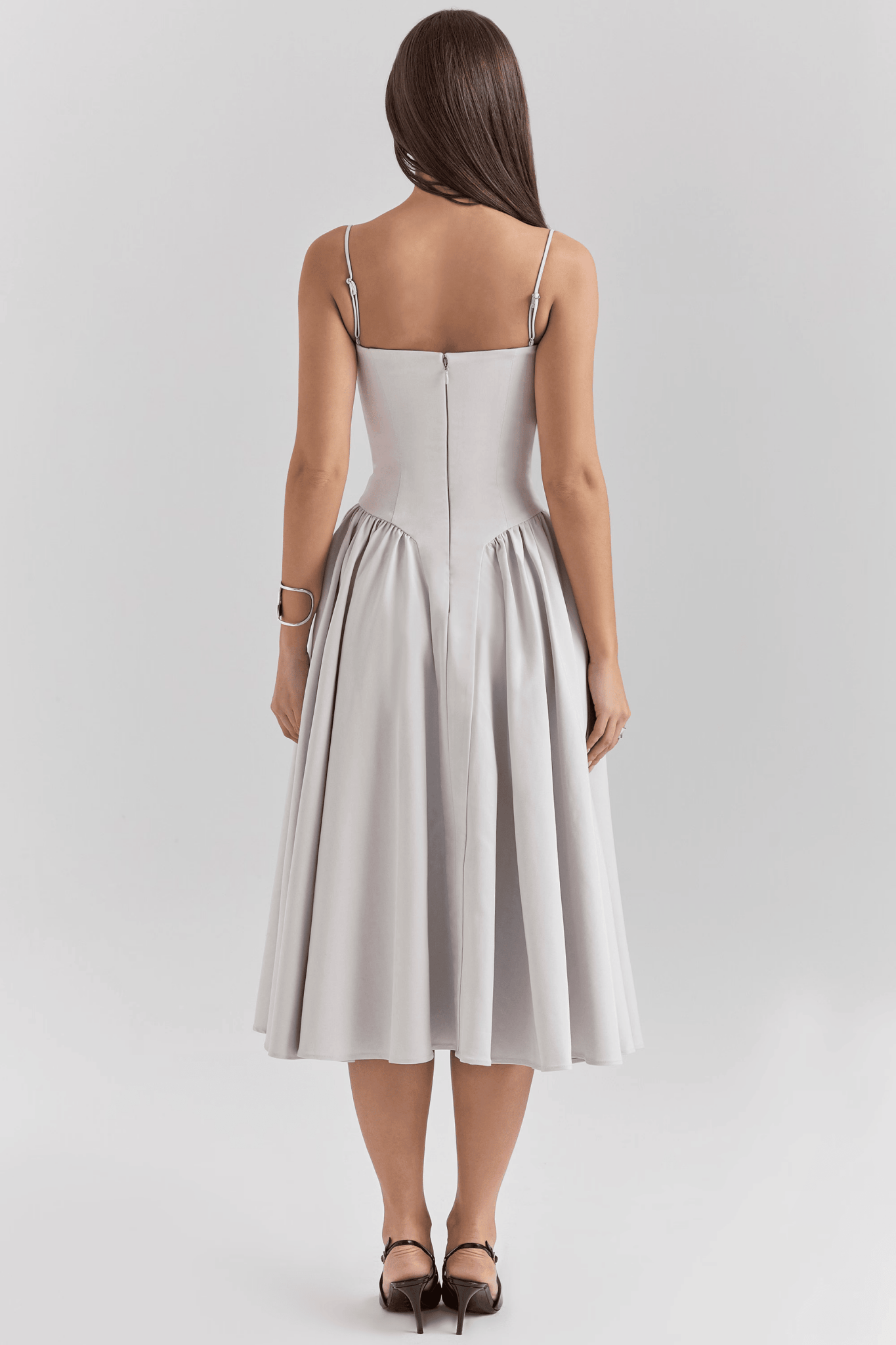 Marinelle™ Navy Midi Dress — Sculpted Fit, Breathable Comfort (XS Dove Grey) - | Zavonix