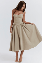 Marinelle™ Navy Midi Dress — Sculpted Fit, Breathable Comfort (XS Dove Grey) - | Zavonix
