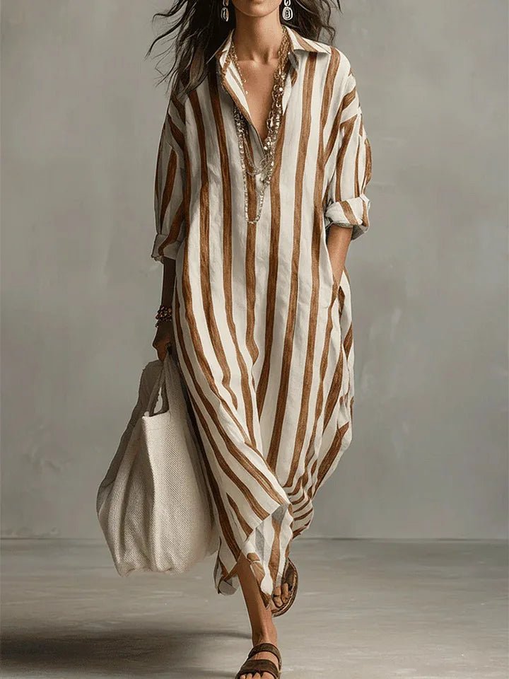 Mariselle Striped Maxi Shirt Dress product image 7