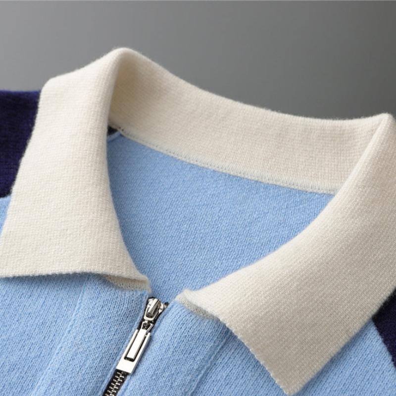 Marlen Zipmerino — Merino Wool Zip Sweater with Soft Comfort (Blue S) - | Zavonix