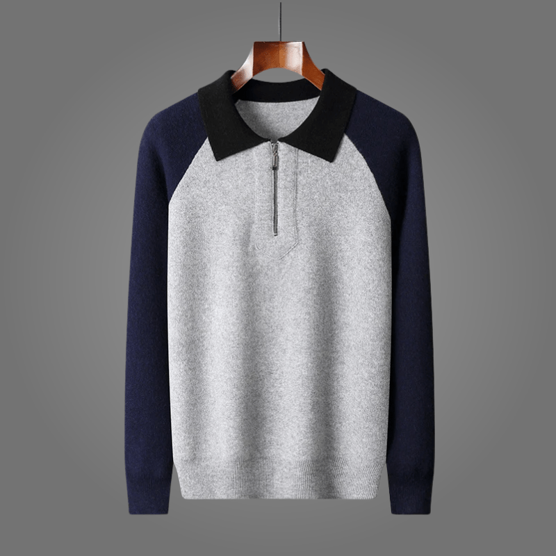 Marlen Zipmerino — Merino Wool Zip Sweater with Soft Comfort (Gray S) - | Zavonix