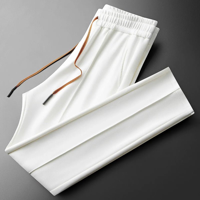 Marlo Silk Trousers — Luxurious 100% Silk with Tapered Fit (White XS) - | Zavonix