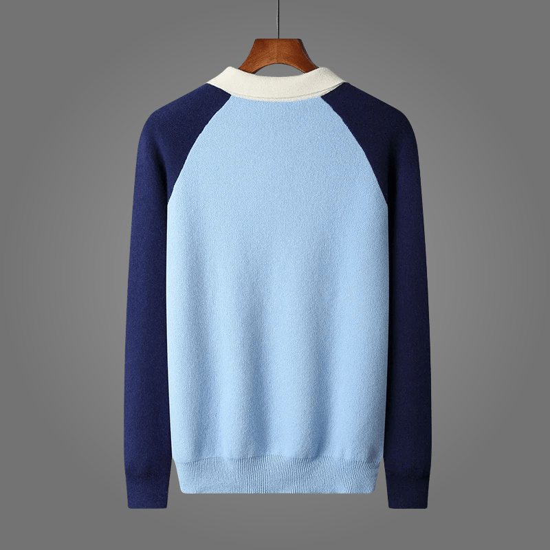 Marlen Zipmerino — Merino Wool Zip Sweater with Soft Comfort (Blue S) - | Zavonix