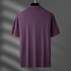 Marlow — Men's Viscose Polo Shirt with Textured Detail (Deep purple 3XL) - | Zavonix