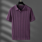 Marlow — Men's Viscose Polo Shirt with Textured Detail (Deep purple 3XL) - | Zavonix