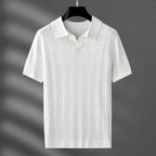 Marlow — Men's Viscose Polo Shirt with Textured Detail (Rich brown 3XL) - | Zavonix