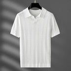 Marlow — Men's Viscose Polo Shirt with Textured Detail (Classic White 3XL) - | Zavonix