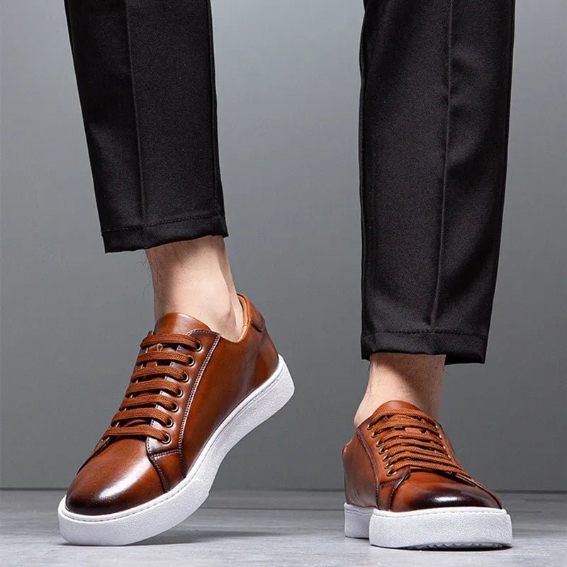 "Martino" Leather Trainer (Brown 6) - | Zavonix