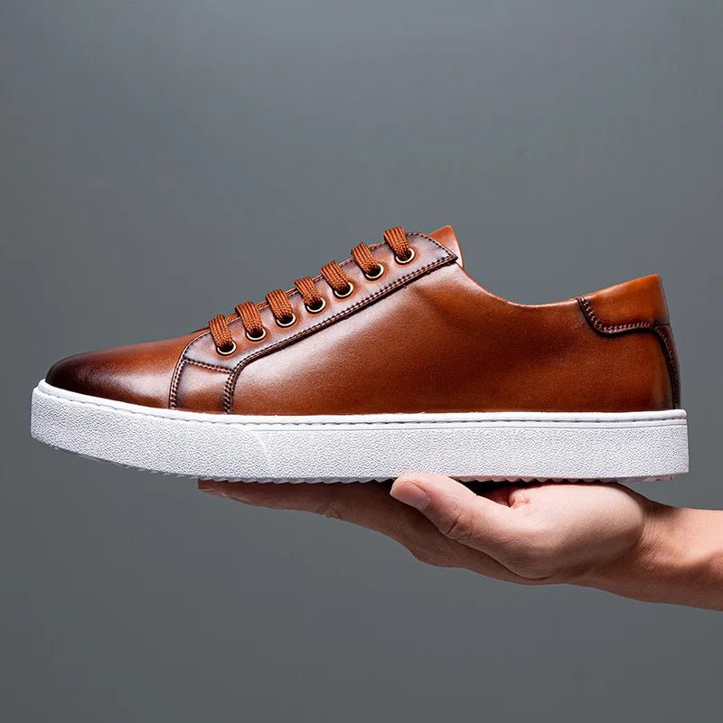 "Martino" Leather Trainer (White 6) - | Zavonix