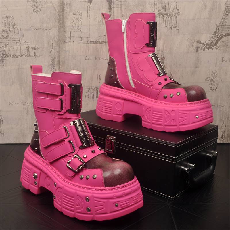 MARVIN LEATHER BOOTS (Pink 5) - | Zavonix