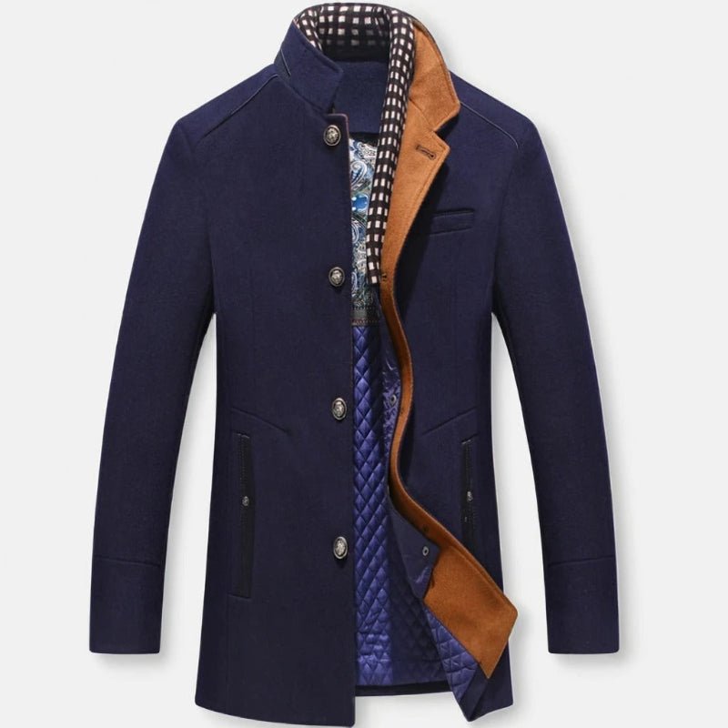 MATIN WOOL OVERCOAT (Navy Blue XS) - | Zavonix