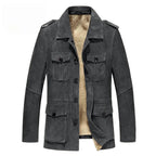 Marcen Jacket — Suede - Like Sherpa - Lined Jacket with Tailored Fit (Gray XS) - | Zavonix