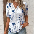 "Meadow Reverie" Blouse (Dark Blue S) - Women blouse | Zavonix