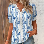 "Meadow Reverie" Blouse (Light Blue S) - Women blouse | Zavonix