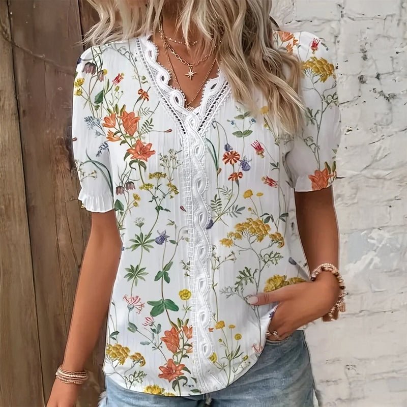 "Meadow Reverie" Blouse (Light Blue S) - Women blouse | Zavonix