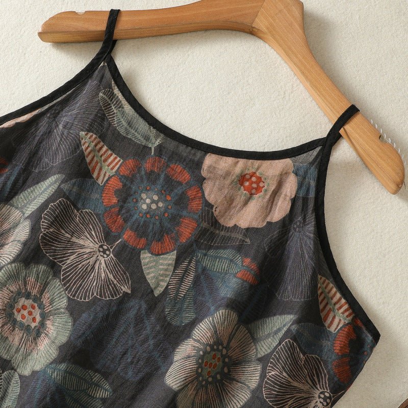 MEGAN BOTANICAL LINEN DRESS (XS ) - | Zavonix