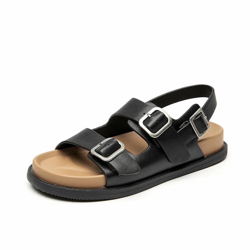 Melissa Leather Sandal (Black // Khaki 5) - | Zavonix