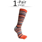 Men's Toe Socks — Breathable High Crew Socks with Blister Protection (Orange EU40 - 46 / US 10 - 13) - | Zavonix