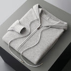 MERINO FLEECE HOODED CARDIGAN (Beige XS) - | Zavonix
