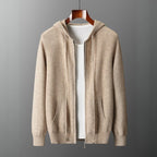 MERINO FLEECE HOODED CARDIGAN (Black XS) - | Zavonix