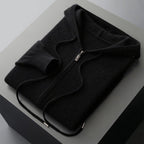MERINO FLEECE HOODED CARDIGAN (Black XS) - | Zavonix