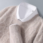 Merlinco — Merino Wool and Mink Cable Knit Sweater for Warmth (Beige S) - | Zavonix