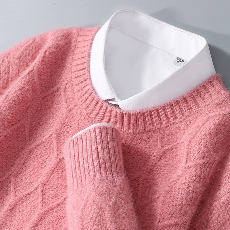 Merlinco — Merino Wool and Mink Cable Knit Sweater for Warmth (Pink S) - | Zavonix