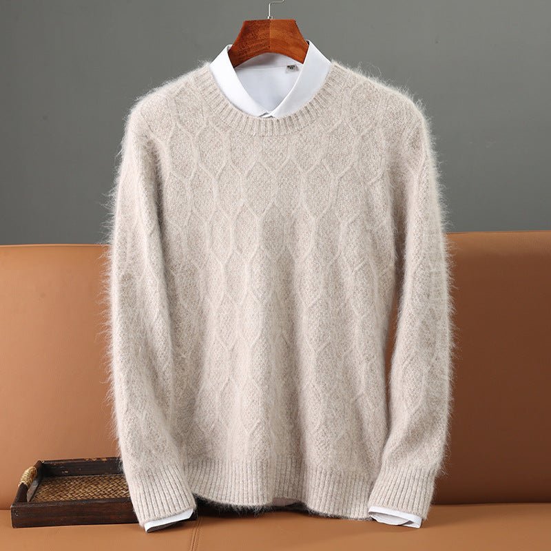 Merlinco — Merino Wool and Mink Cable Knit Sweater for Warmth (Pink S) - | Zavonix